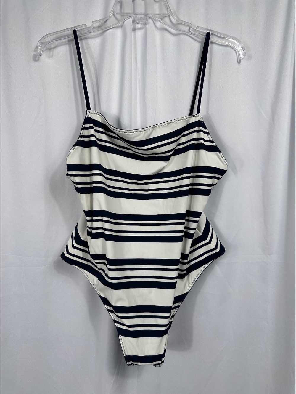 Solid & Striped The Renna Noir Stripe One Piece Swimsuit Size XL